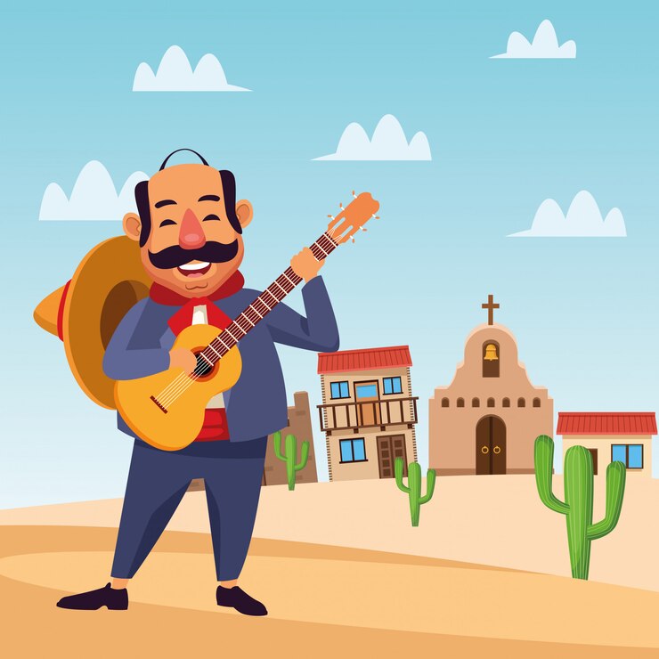 Vetor desenhos animados mexicanos do mariachi