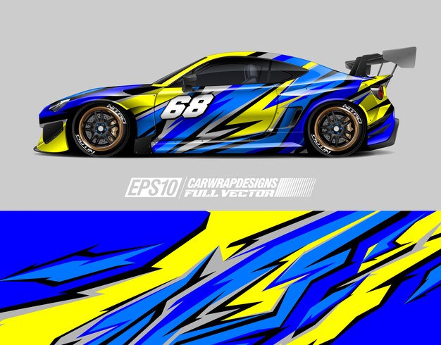 design de vetor de ilustração de carro de corrida azul 9931735