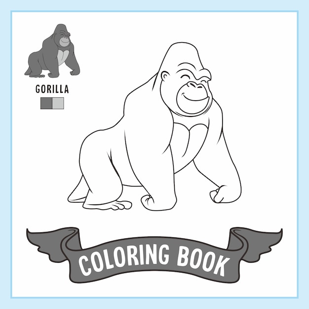 Desenhos de animais gorila para colorir livro