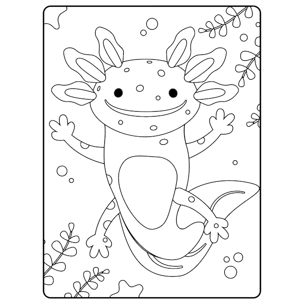 Vetor desenhos de axolotl para colorir para crianças