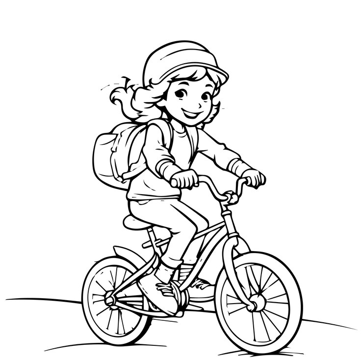 Vetor desenhos de bicicleta para colorir de linda garota para crianças