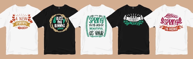 Desenhos de camisetas de primavera com letras de pacote