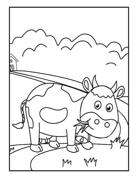 Desenhos de Cow Farm Animal para colorir para crianças