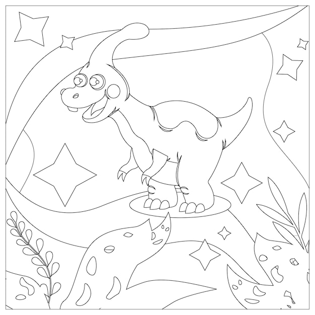 Desenhos de dinossauros para colorir para crianças vetor premium