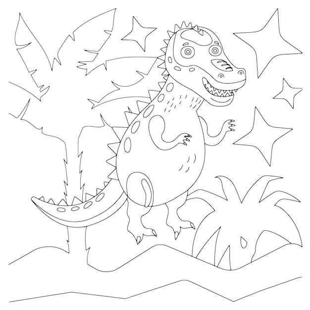Vetor desenhos de dinossauros para colorir para crianças para imprimir