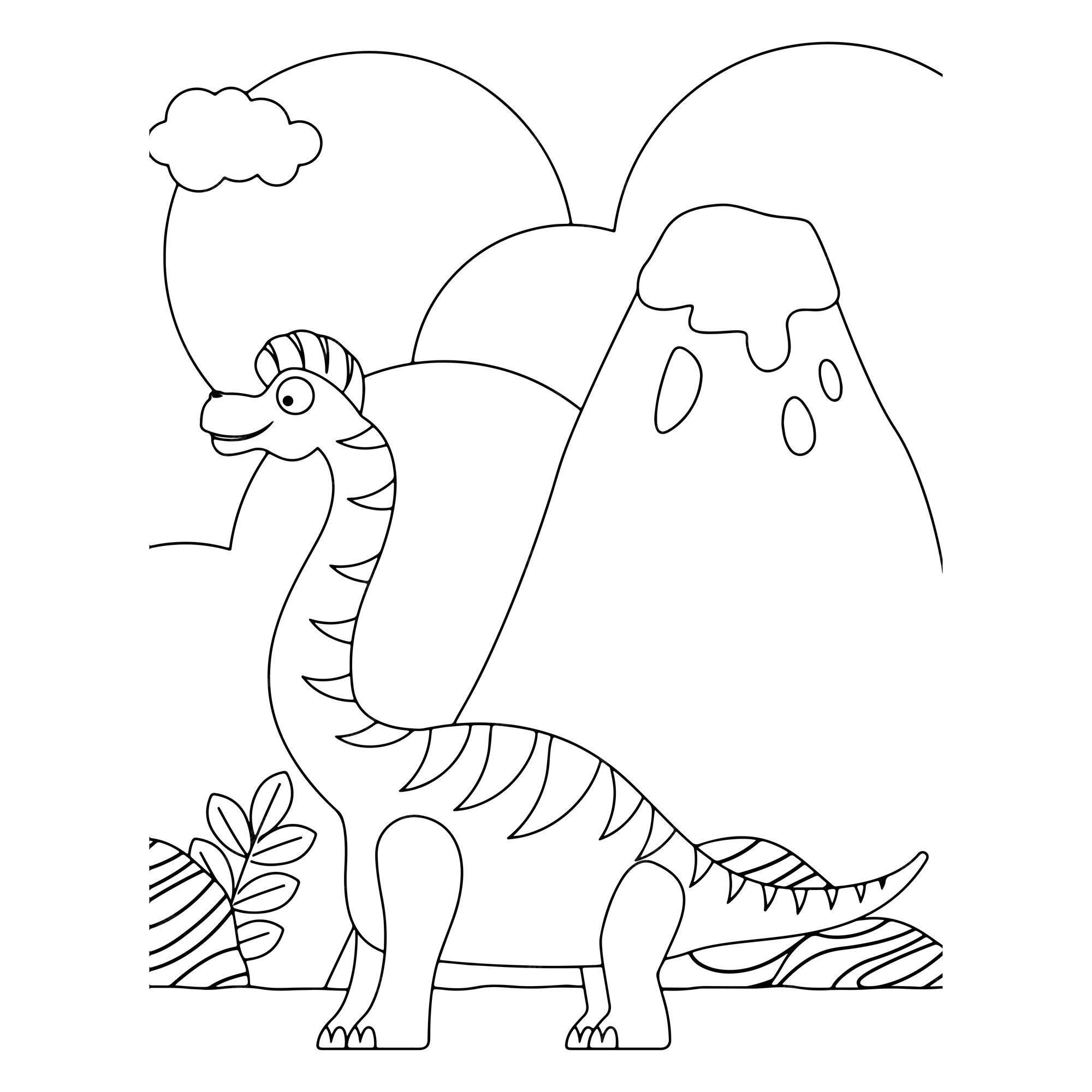 Desenhos de dinossauros para colorir para crianças vetor premium