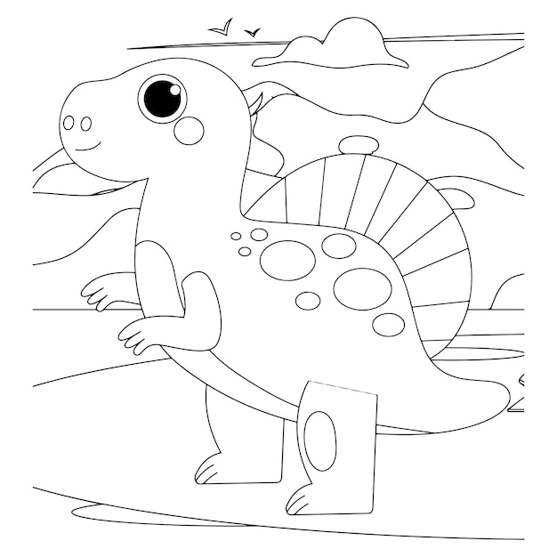 Desenho de dinossauro para colorir para crianças premium vector