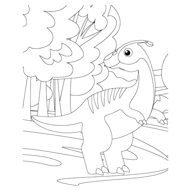 Desenho de dinossauro para colorir para crianças premium vector