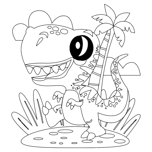 Desenho de dinossauro para colorir para crianças premium vector