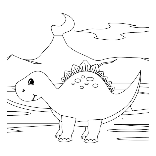 Desenhos de dinossauros para colorir para crianças vetor premium