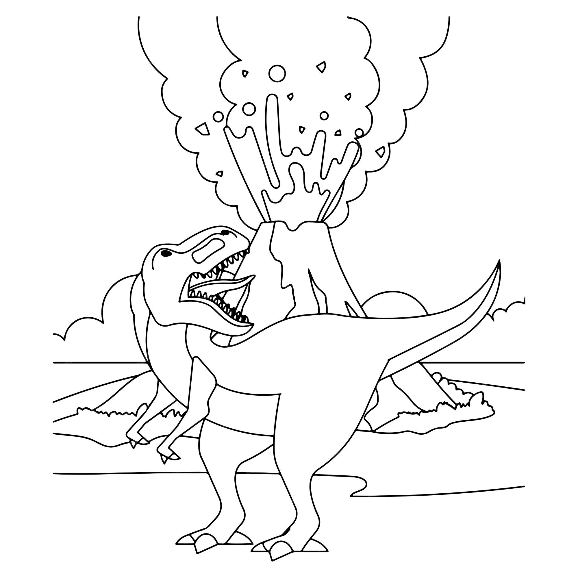 Desenho de dinossauro para colorir para crianças premium vector