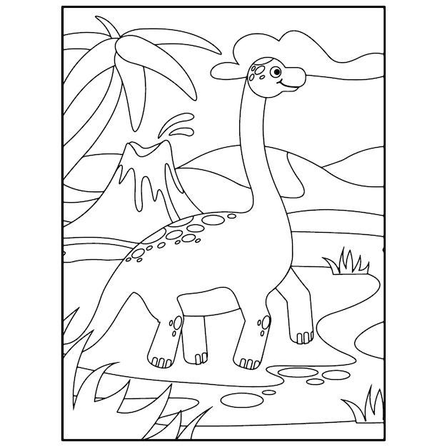 desenhos para colorir de dinossauros fofos para crianças aprendem a  desenhar 8075238 Vetor no Vecteezy