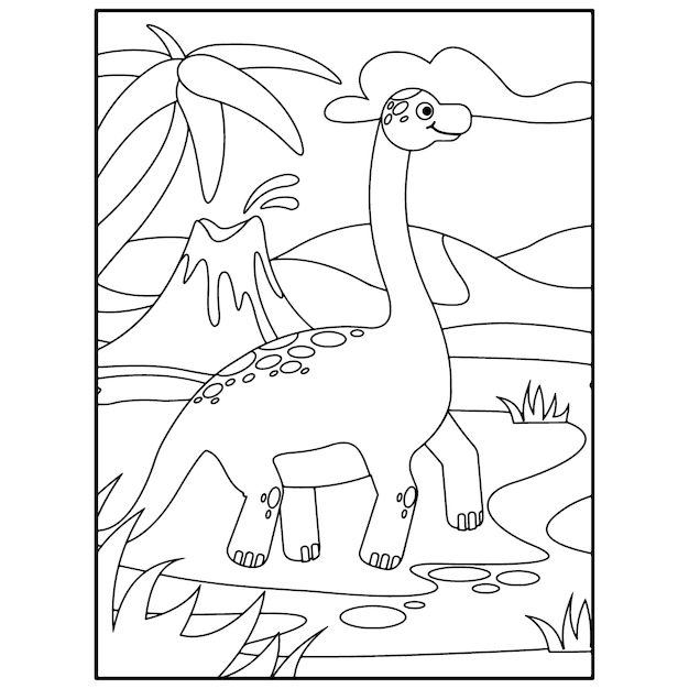 Desenhos de dinossauros para colorir para crianças vetor premium