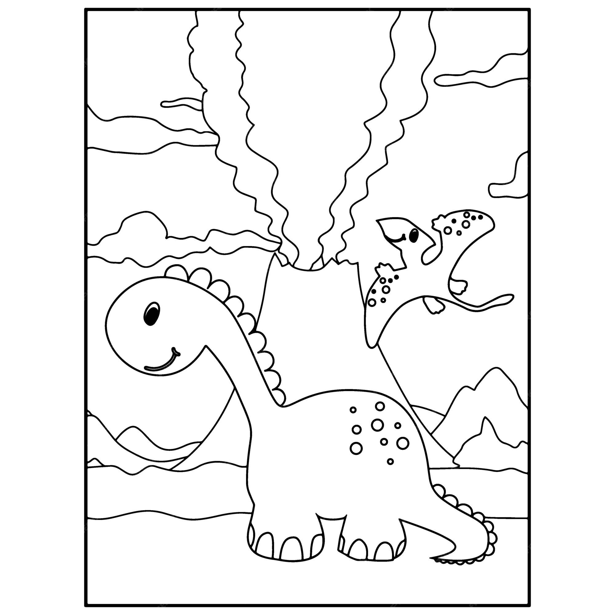 Desenho de dinossauro para colorir para crianças premium vector