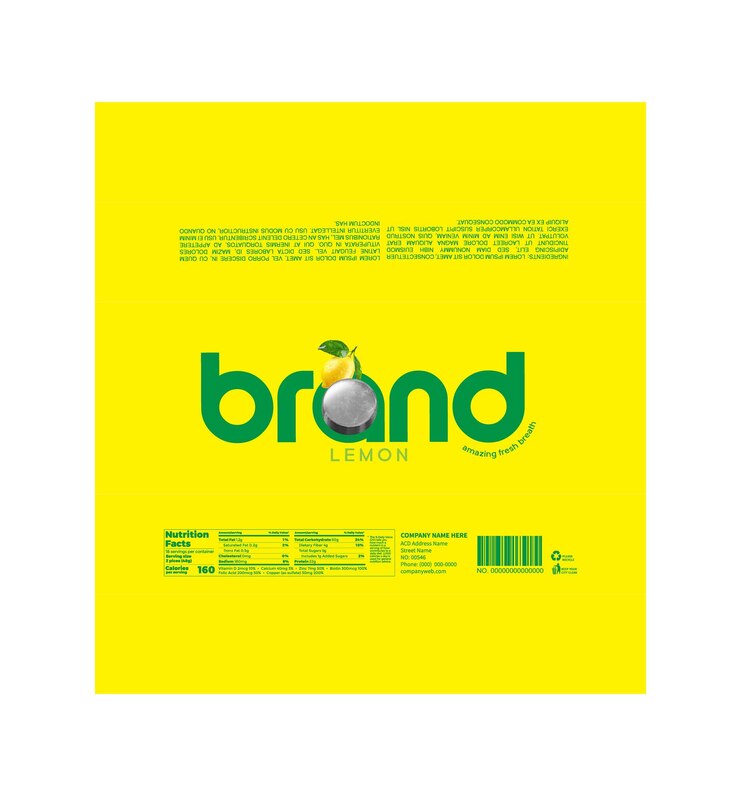 Vetor desenhos de embalagens de candygum com sabor refrescante e picante de limão