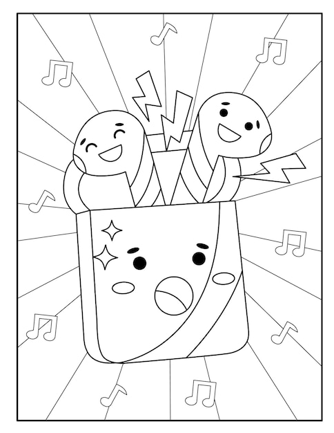 Desenho de Caixa de música Kawaii para Colorir - Colorir.com