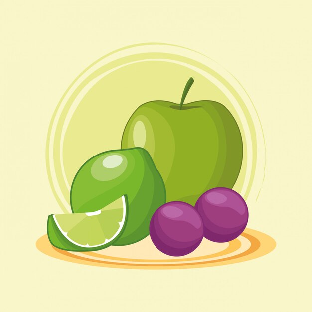 Vetor desenhos de frutas deliciosas