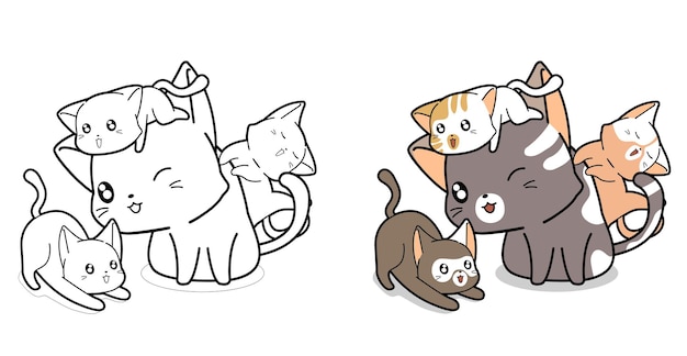 Ilustração dos desenhos animados da família de gatos com