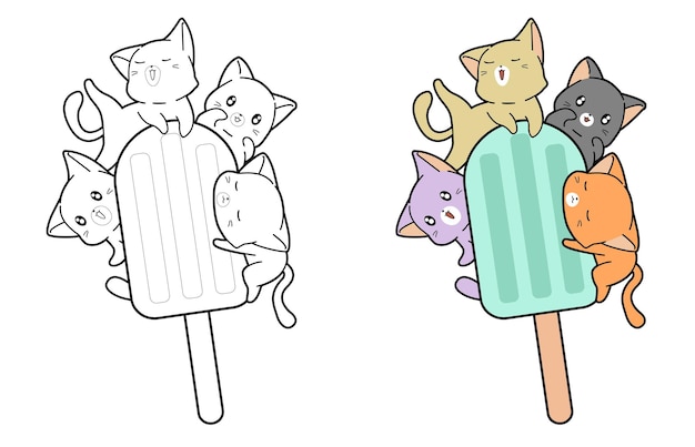 Desenhos de gatos e sorvetes para colorir para crianças