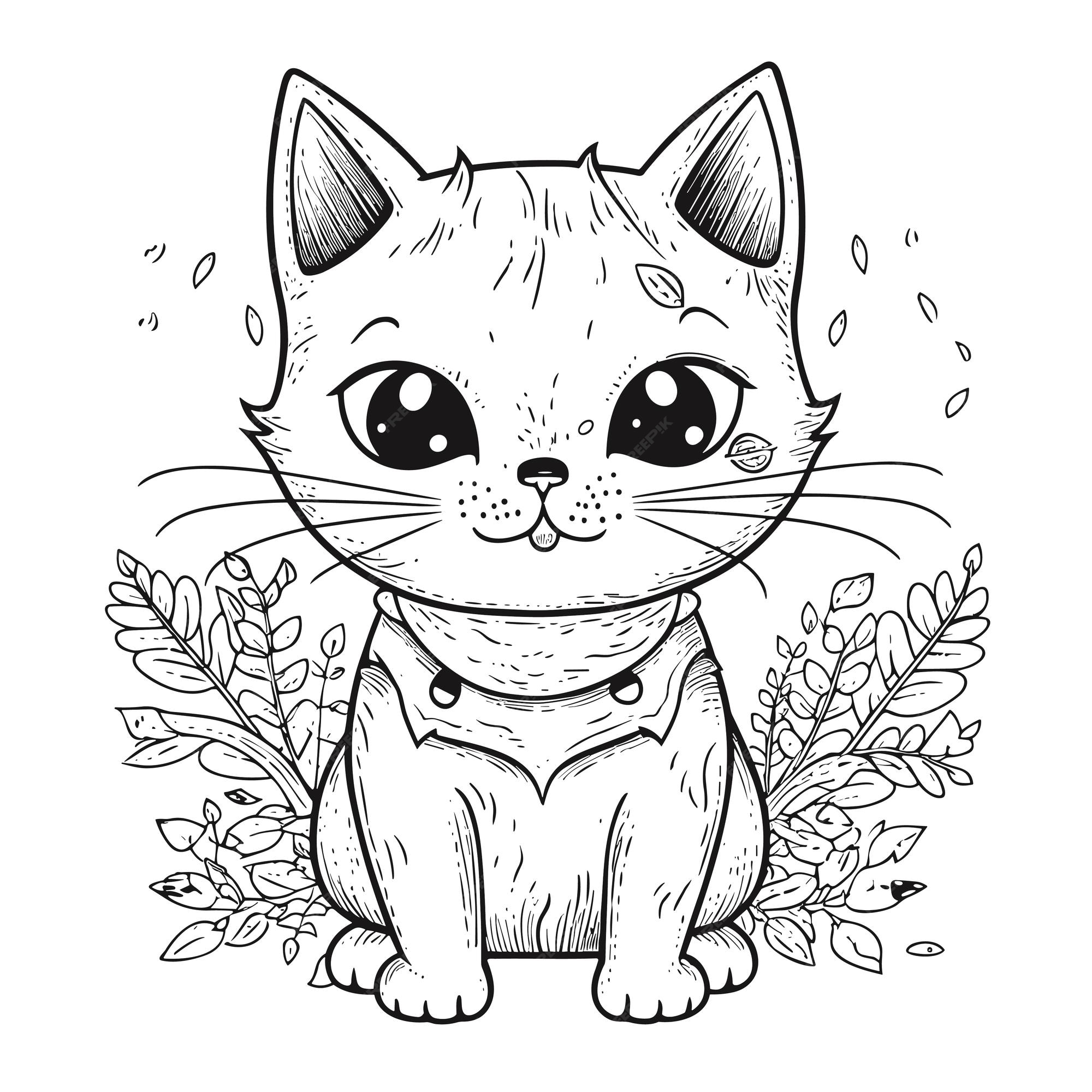 Desenho para colorir de gatos fofos · Creative Fabrica