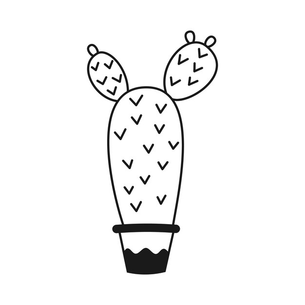 cacto simples desenhado à mão bonito. planta de casa em um clipart de pote.  ilustração de cactos isolada no fundo branco. doodle em casa aconchegante.  6400657 Vetor no Vecteezy