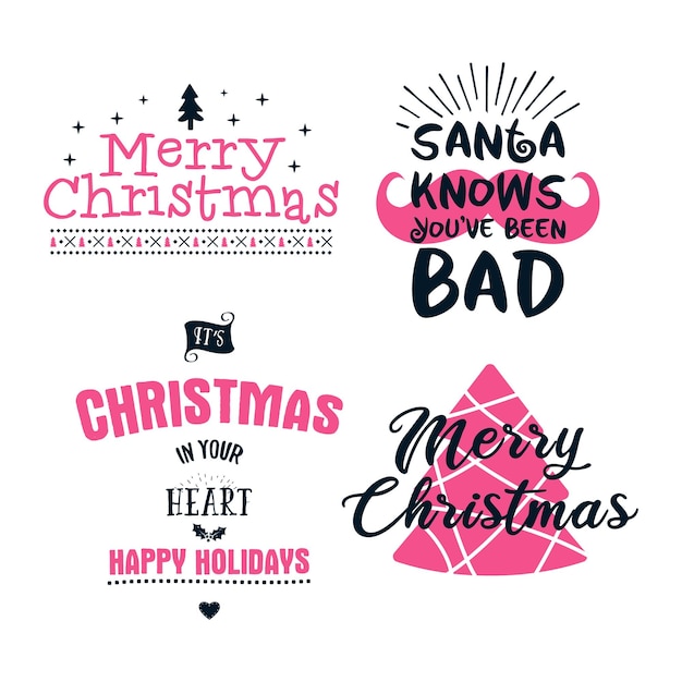 Desenhos de impressão de camiseta colorida de natal definidos com citações papai noel sabe que você foi mau distintivo de feliz natal isolado em branco boas festas design vetorial de estoque