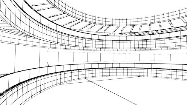 desenhos de linhas de corredores de edifícios de shoppings em estilo abstrato3d renderização