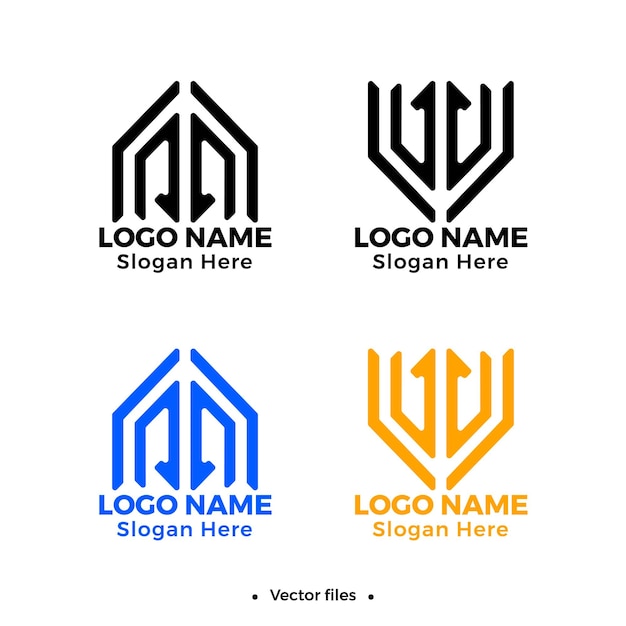 Desenhos de logotipo azul e laranja