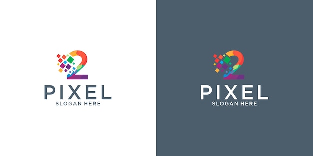 Desenhos de logotipo com letras de 2 pixels