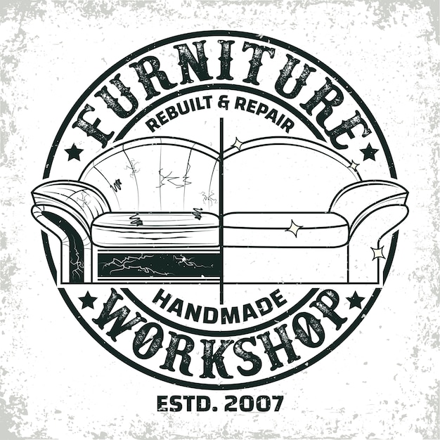 Desenhos de logotipo de oficina de móveis vintage