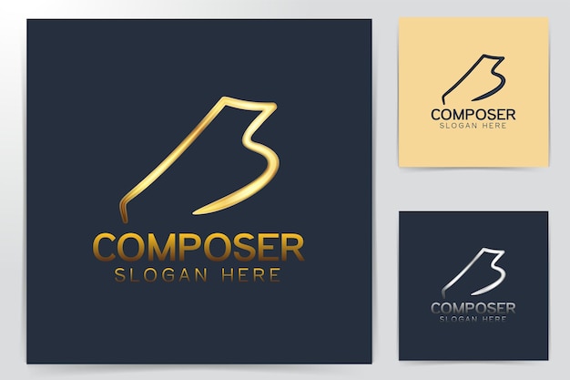 Vetor desenhos de logotipo de piano de linha mono, ilustração vetorial