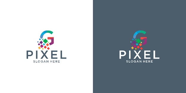 Desenhos de logotipo de pixel da letra g