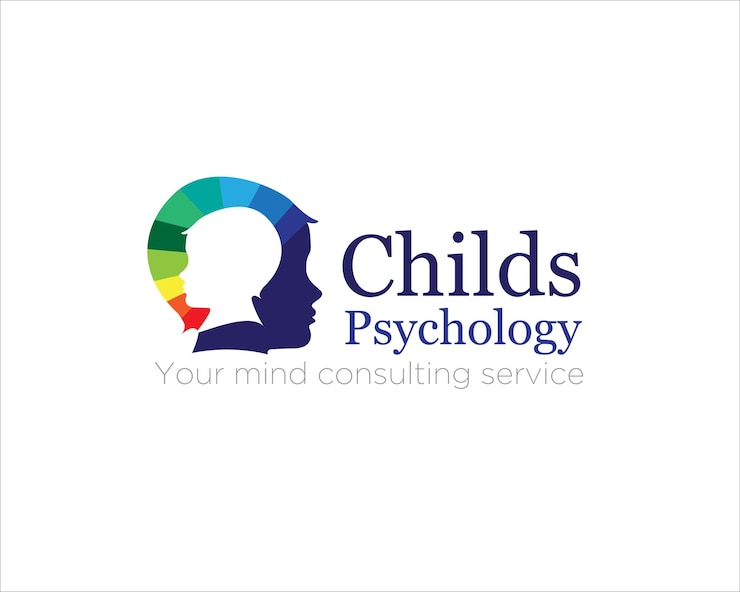 Vetor desenhos de logotipos de consultas e terapias de serviços de psicologia infantil