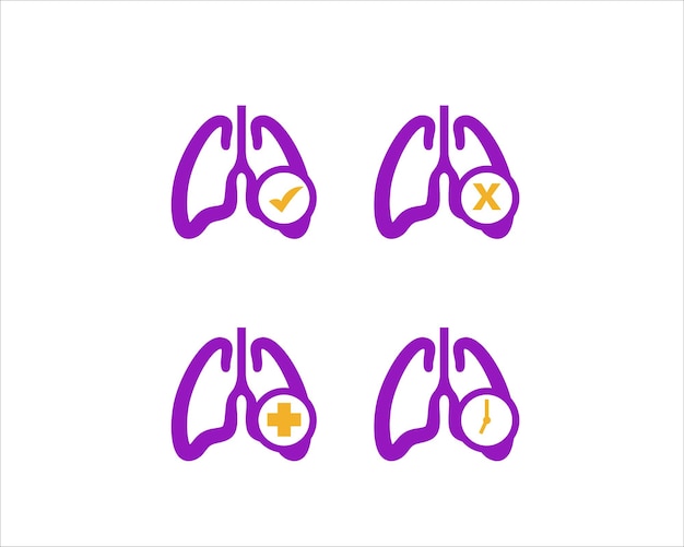 Vetor desenhos de logótipos de cuidados de saúde pulmonar para símbolos médicos e clínica