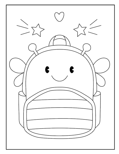 Desenhos de mochila escolar para colorir para crianças