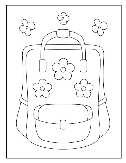 Desenhos de mochila escolar para colorir para crianças