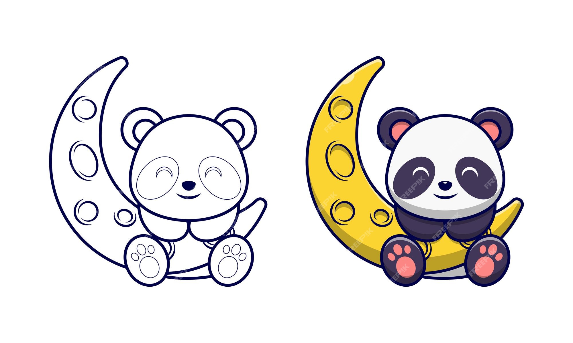 Desenhos de panda na lua para colorir para crianças