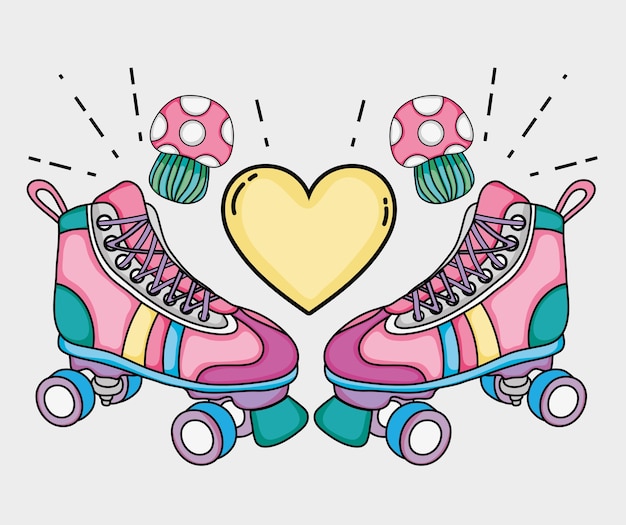 Vetor desenhos de patins de arte pop