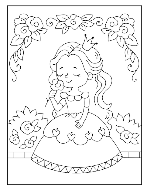 Desenho De Menina Princesa Página Para Colorir PNG , Desenho De