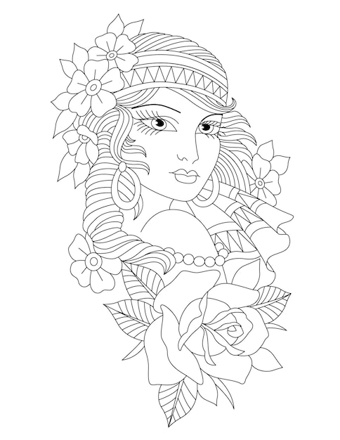 Desenhos de tatuagem de menina cigana para colorir