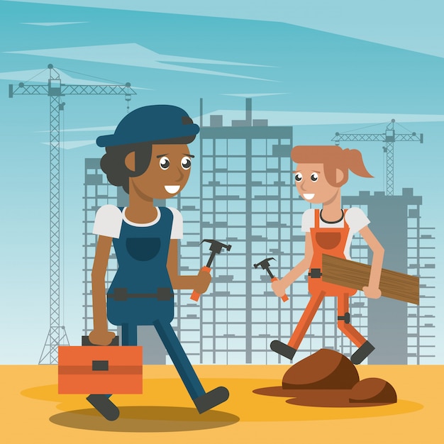 Desenhos de trabalhadores da construção