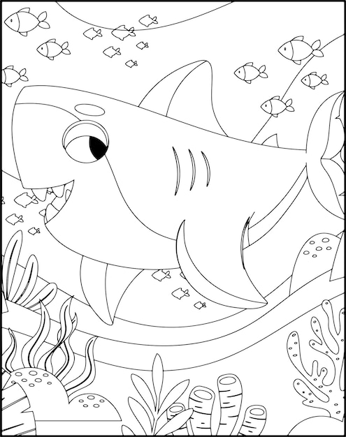 Desenhos de tubarão para imprimir para crianças