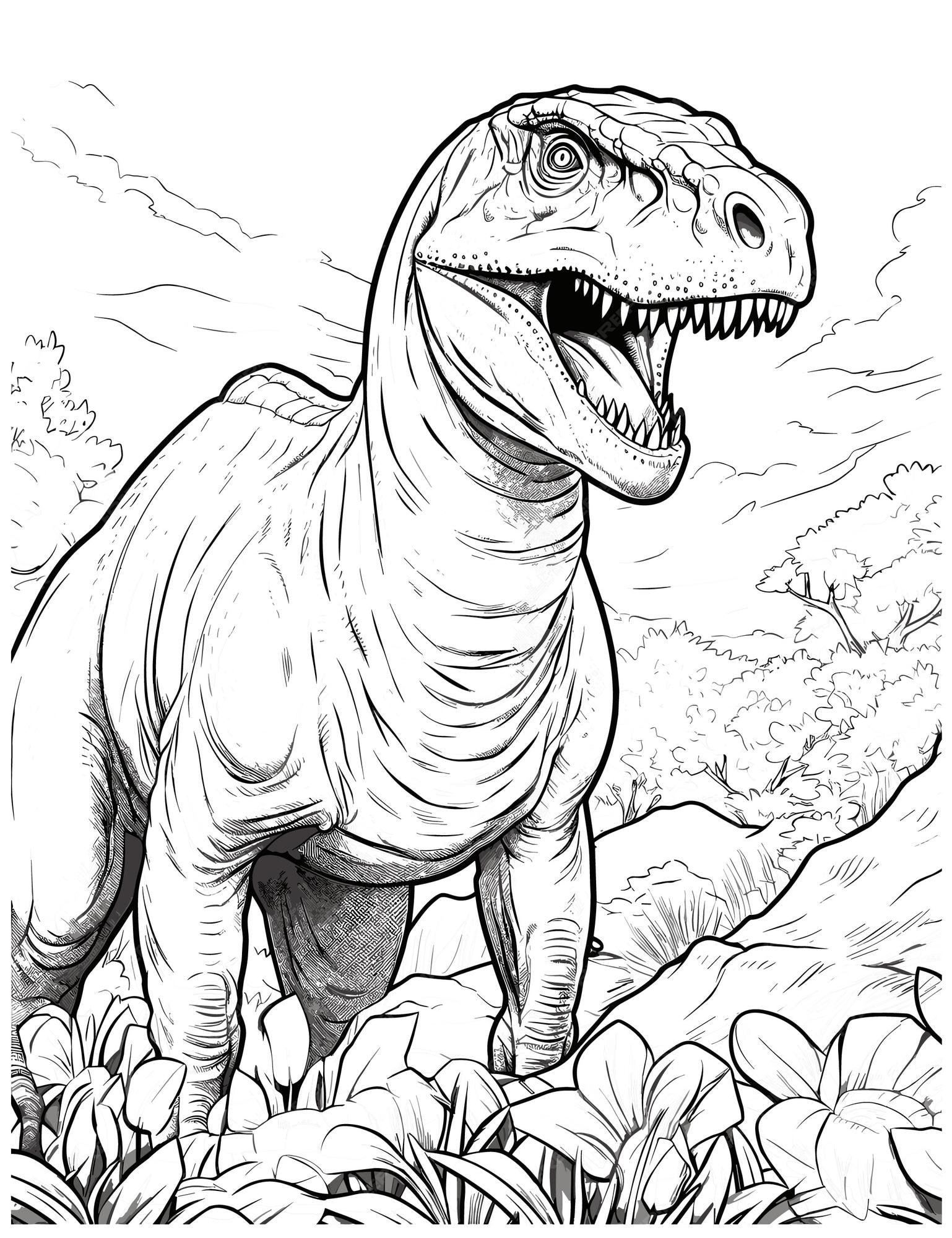 54 desenhos de dinossauros para colorir