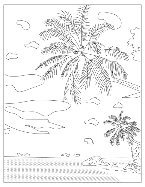 Desenhos e símbolos para colorir de praia de verão