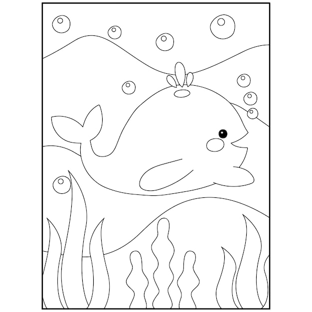 Desenhos para colorir de animais do oceano para crianças