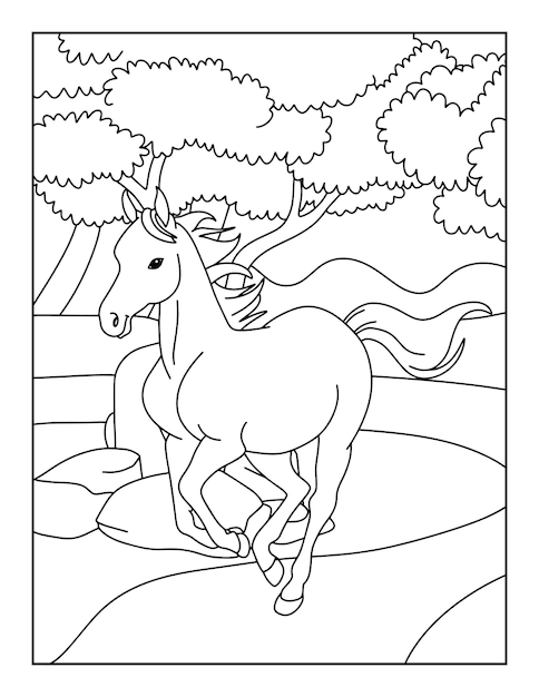 Vetor desenhos para colorir de cavalos imprimíveis para crianças