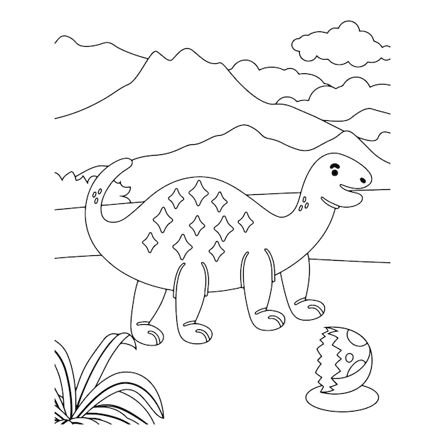 Desenhos para colorir de dinossauros imprimíveis vetor premium
