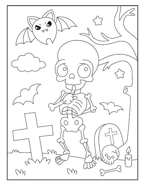 desenhos de halloween para colorir 9402903 Vetor no Vecteezy