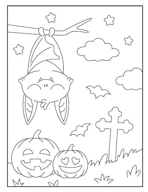 Vetor desenhos para colorir de halloween para crianças