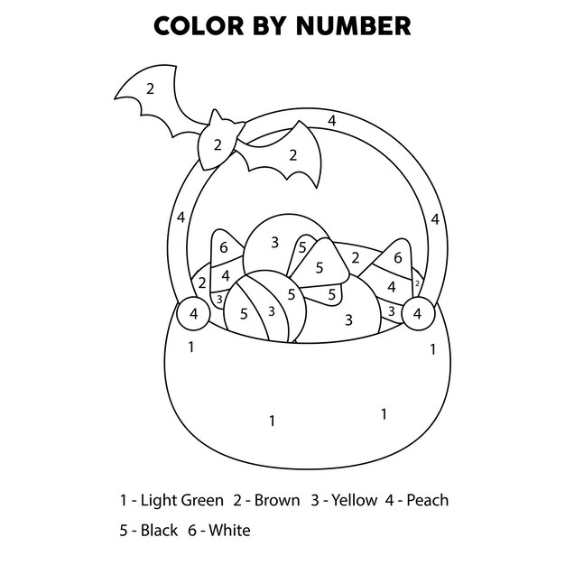 Desenhos para colorir de halloween por número - impressão de halloween por número